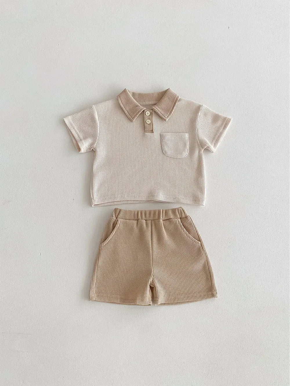 Summer Baby Clothes Set Turn Down Collar T-shirt And Shorts 2Pcs For Boys Toddler Tracksuit Outfit